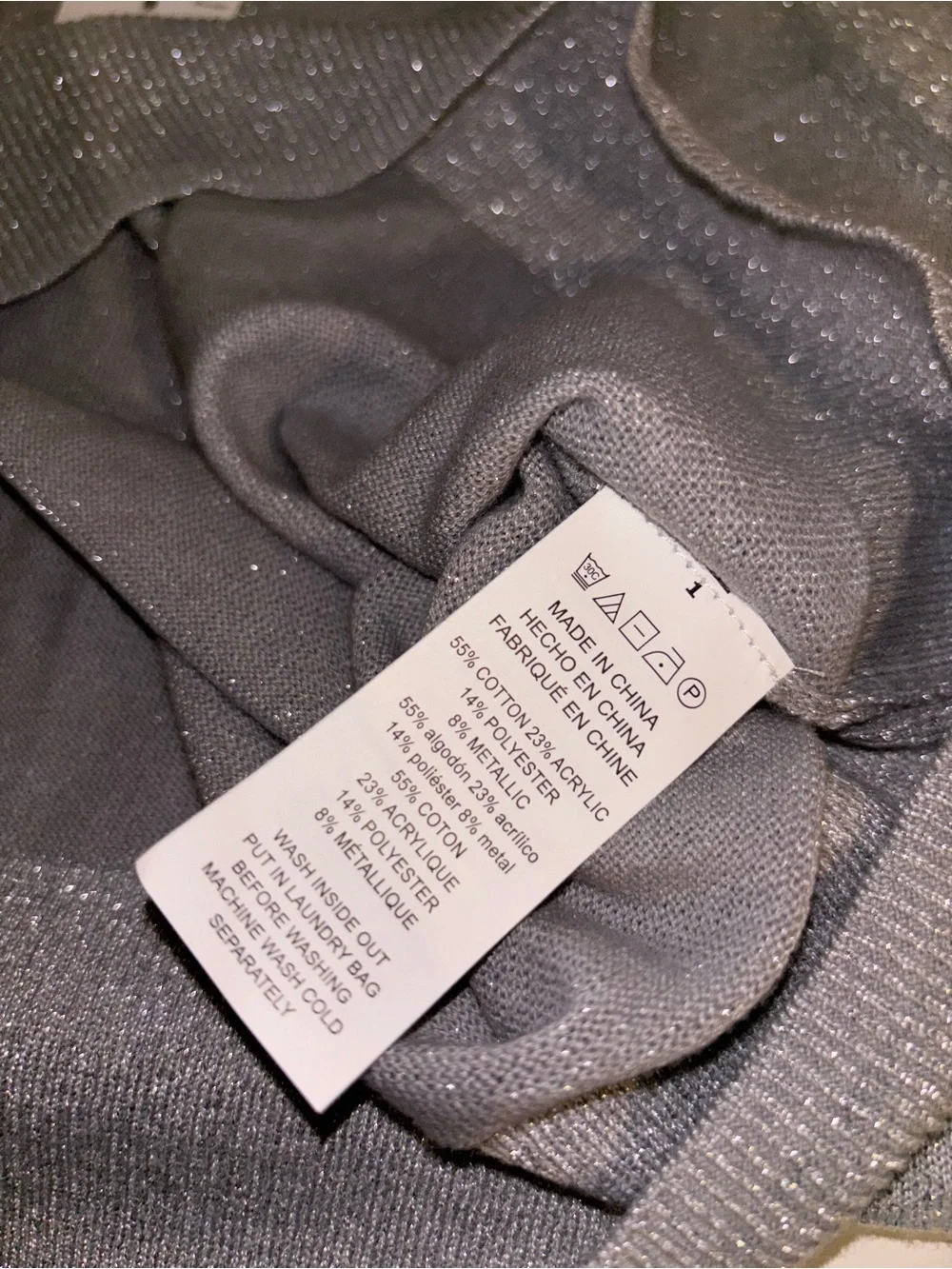 Michael Kors Silver Sparkle Cold-Shoulder Crewneck Sweater